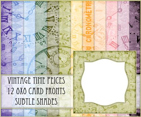 Vintage Time Peices 12 8x8 Blank Card Fronts - Subtle Shades