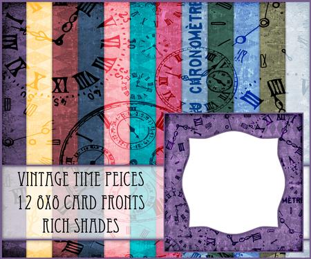 Vintage Time Peices 12 8x8 Blank Card Fronts - Rich Shades