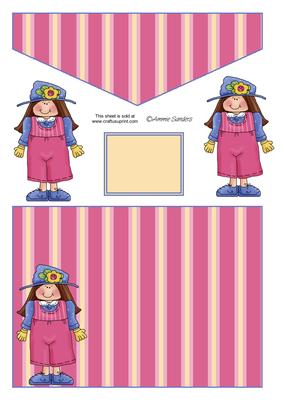 Cute Little Girl in Pink & Blue Envelope Card