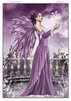 Stunning Purple Fairy on a Gorgeous Scenic Backing