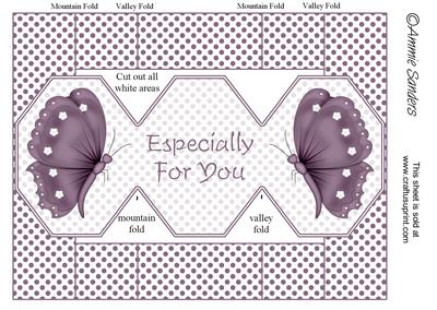 Plum Butterfly 3 Panel Pop Up Card