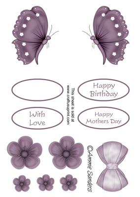Plum Butterfly Embelishment Sheet