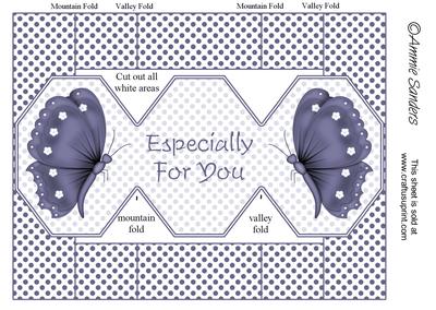 Navy Butterfly 3 Panel Pop Up Card