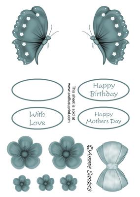 Blue Butterfly Embelishment Sheet