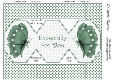 Green Butterfly 3 Panel Pop Up Card