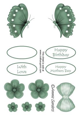 Green Butterfly Embelishment Sheet