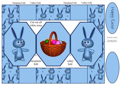 Blue Bunny Easter 3 Panel Pop Up Card
