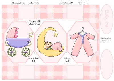 Baby Girl 3 Panel Pop Up Card