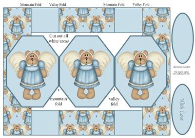 Blue Angel Teddy 3 Panel Pop Out Card