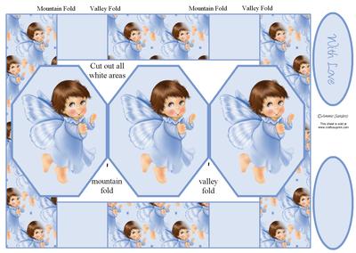 Blue Angel Child 3 Panel Pop Up Card