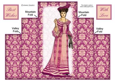 Stylish Vintage Lady on Lace Theatre Fold Card