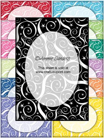 Bright Shades Swirls & Stars Frame Effect Card Fronts