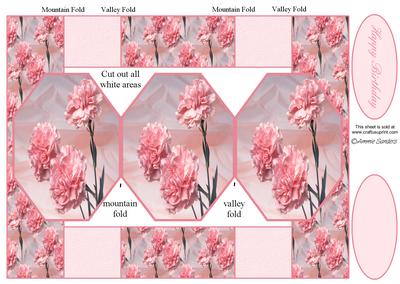 Gorgeous Pink Carnations 3 Panel Pop Up Card