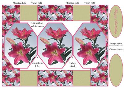 Oriental Lily 3 Panel Pop Up Card