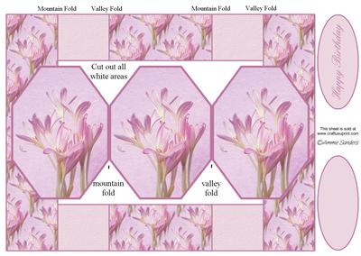 Delicate Purple Flowers 3 Panel Pop Up Card