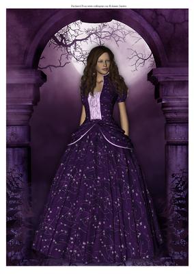 Beautiful Lady in Purple Princess Dress A4 Card/topper