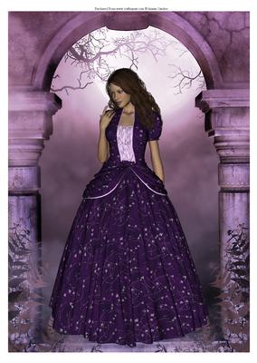 Beautiful Lady in Purple Princess Dress A4 Card/topper