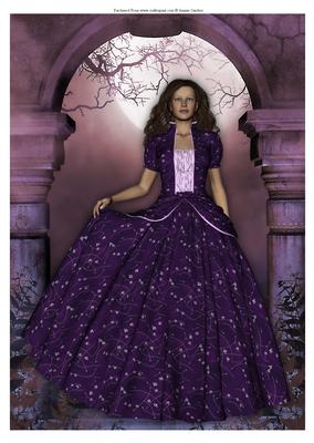 Beautiful Lady in Purple Princess Dress A4 Card/topper