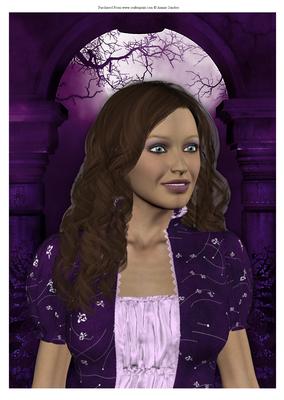 Beautiful Lady in Purple Princess Dress A4 Card/topper