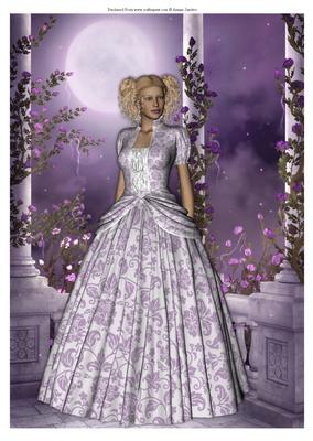 Beautiful Lady in Purple Lace Dress A4 Card/topper