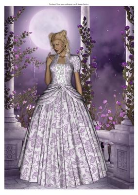 Beautiful Lady in Purple Lace Dress A4 Card/topper