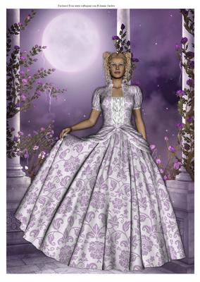 Beautiful Lady in Purple Lace Dress A4 Card/topper