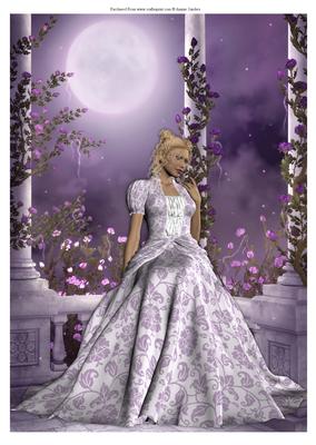 Beautiful Lady in Purple Lace Dress A4 Card/topper