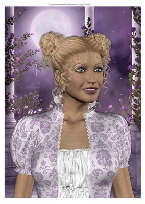 Beautiful Lady in Purple Lace Dress A4 Card/topper