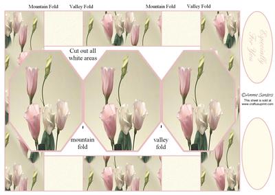 Stunning Pink & Cream Floral 3 Panel Pop Up Card