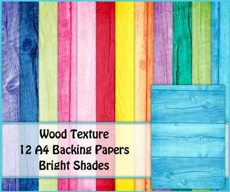 Wood Texture 12 A4 Backing Papers - Bright Shades