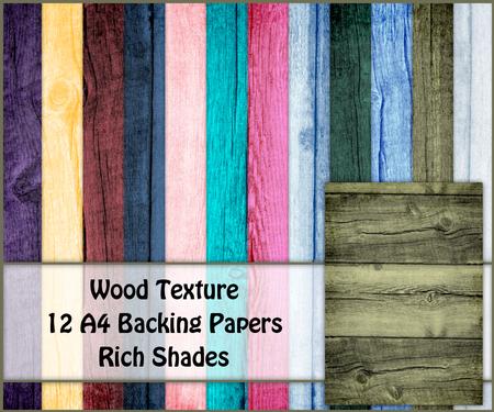 Wood Texture 12 A4 Backing Papers - Rich Shades