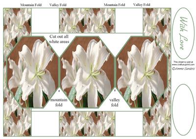 White Oriental Lili 3 Panel Pop Up Card
