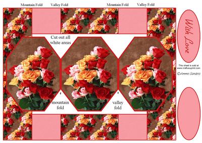 Beautiful Roses 3 Panel Pop Up Card