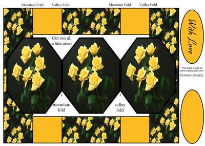 Beautiful Yellow Roses 3 Panel Pop Up Card