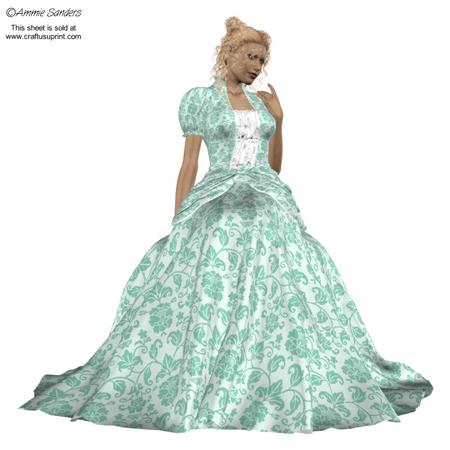 Gorgeous Lady Wearing a Mint Green Princess Dress