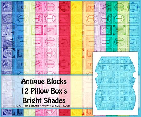 Antique Blocks Pillow Box's - Bright Shades