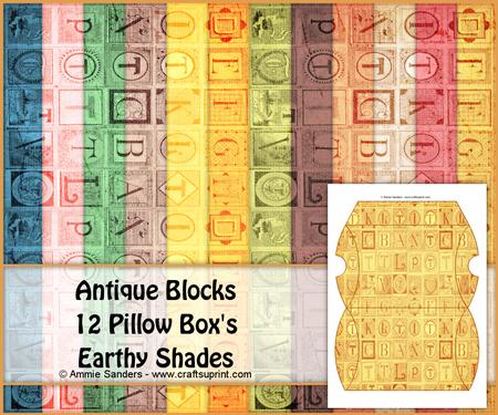 Antique Blocks Pillow Box's - Earthy Shades