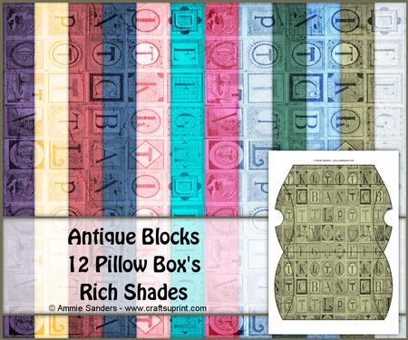 Antique Blocks Pillow Box's - Rich Shades