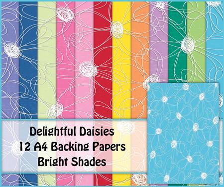 Delightful Daisies 12 A4 Backing Papers - Bright Shades