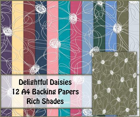 Delightful Daisies 12 A4 Backing Papers - Rich Shades