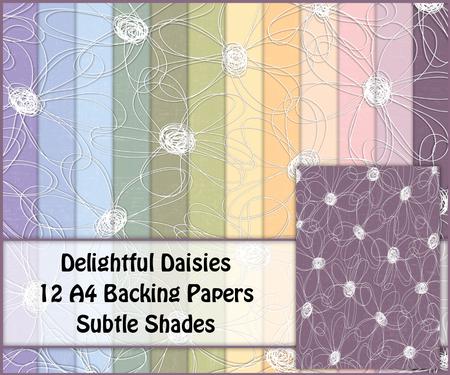 Delightful Daisies 12 A4 Backing Papers - Subtle Shades
