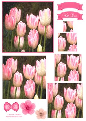 Pink Tulips Watercolour Pyramid Topper