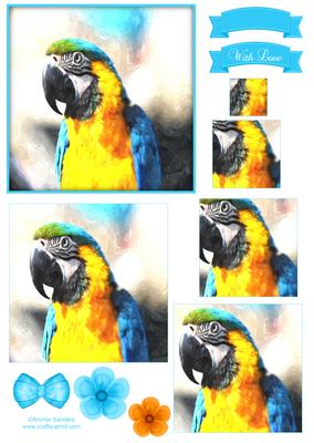 Macaw Parrot Watercolour Pyramid Topper