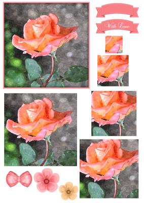 Pretty Rose Watercolour Pyramid Topper
