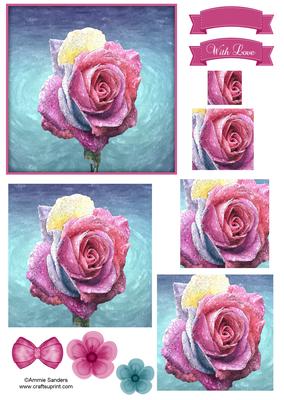 Pretty Rose Watercolour Pyramid Topper