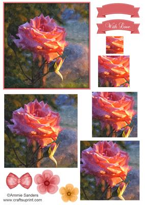 Pretty Rose Watercolour Pyramid Topper