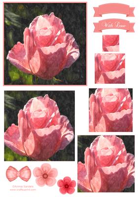 Pretty Rose Watercolour Pyramid Topper