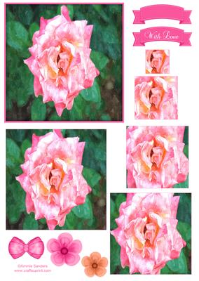 Pretty Rose Watercolour Pyramid Topper