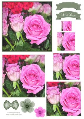 Pretty Rose Watercolour Pyramid Topper