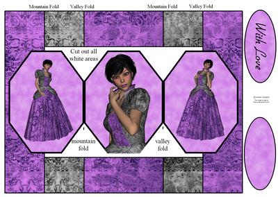 Stunning Beauty in Purple & Black 3 Panel Pop Up Card